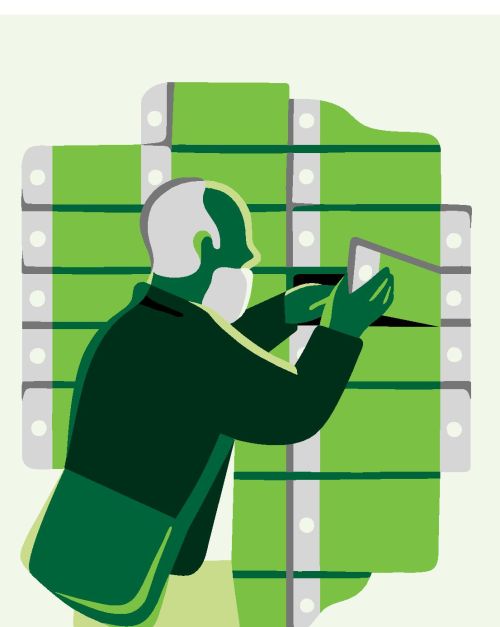 Man picking up a package from a parcel locker